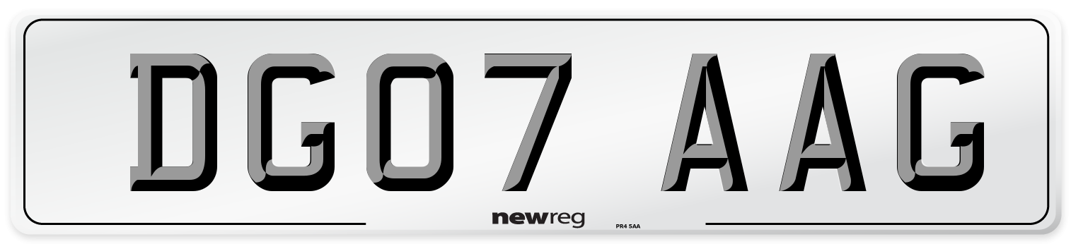 DG07 AAG Number Plate from New Reg